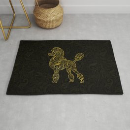 Poodle Dog in  Gold Paisley pattern Area & Throw Rug