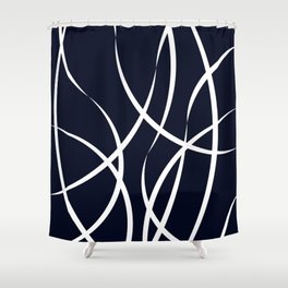 Navy Blue Flow Shower Curtain