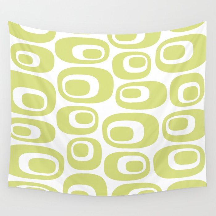 Retro Mid Century Modern Atomic Pattern 543 Chartreuse Wall Tapestry