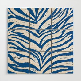 Tiger Stripes - Dark Blue & White - Animal Print - Zebra Print Wood Wall Art