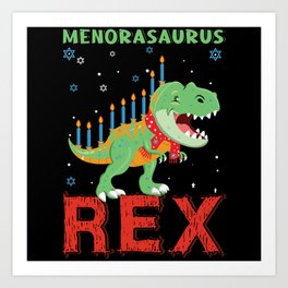 Menosaurus Dinosaur Candle Menorah 2021 Hanukkah Art Print