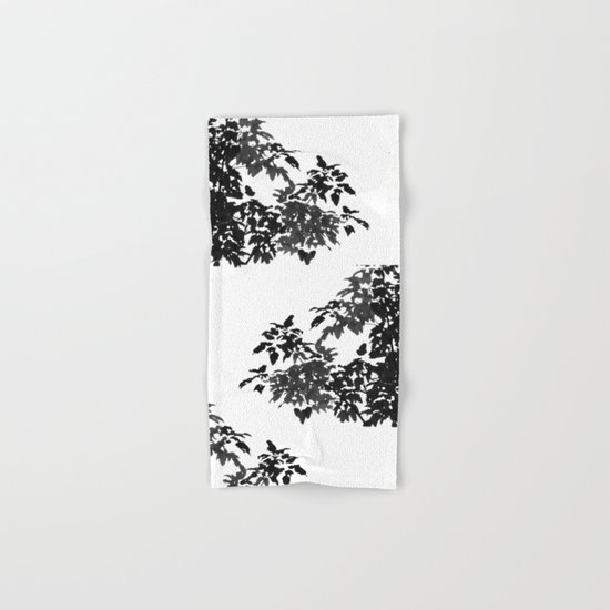 Leaves Silhouette - Black & White Hand & Bath Towel
