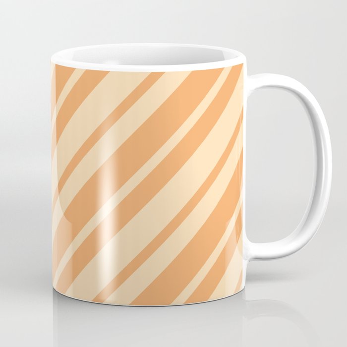 Tan and Brown Colored Lined Pattern Coffee Mug