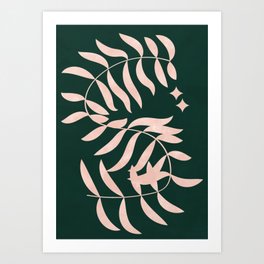 Botanical Plant, Palm Leaf, Earth Tones, Boho, Forest Green Art Print