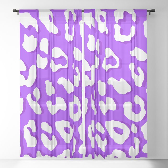 White Leopard Print Purple Sheer Curtain