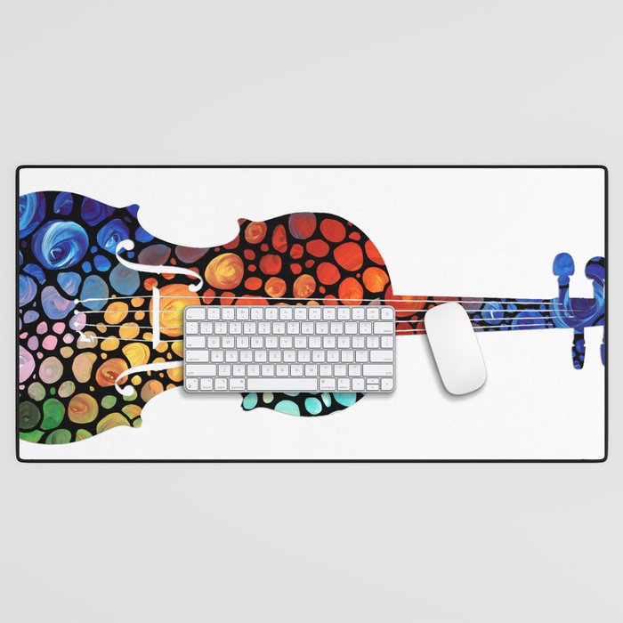 Colorful Mosaic Music Art - Violin by Sharon Cummings Desk Mat