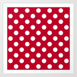 Red and Polka White Dots Art Print