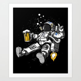 Astronaut Drinking Beer Space Party Art Print