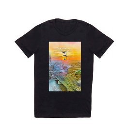 Cool Mixed Media Art Of Cologne  T Shirt | River, Mixedmedia, Europe, Urban, Church, Artwork, Water, Cathedral, City, Building 