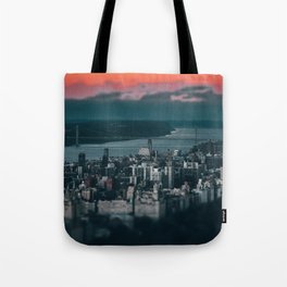 New York City Manhattan skyline and Central Park aerial view at sunset Tote Bag