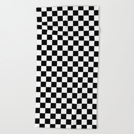 White and Black Checkerboard Beach Towel