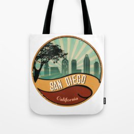 San Diego City Skyline California Retro Vintage Design Tote Bag