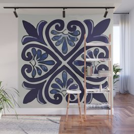 Blue clover fleur de lis talavera tile house decoration Wall Mural