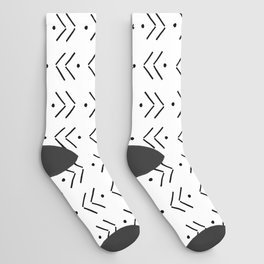 Arrow Geometric Pattern 6 in monochrome black and white Socks