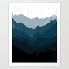 Mists No. 6 - Ombre Blue Ridge Mountains Art Print Art Print