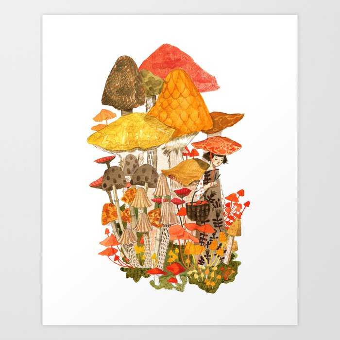 The Mushroom Gatherers  Art Print