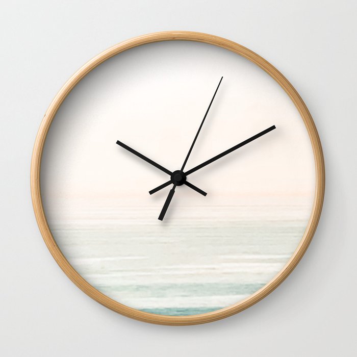 Washed Out Ocean Waves // California Beach Surf Horizon Summer Sunrise Abstract Photograph Vibes Wall Clock