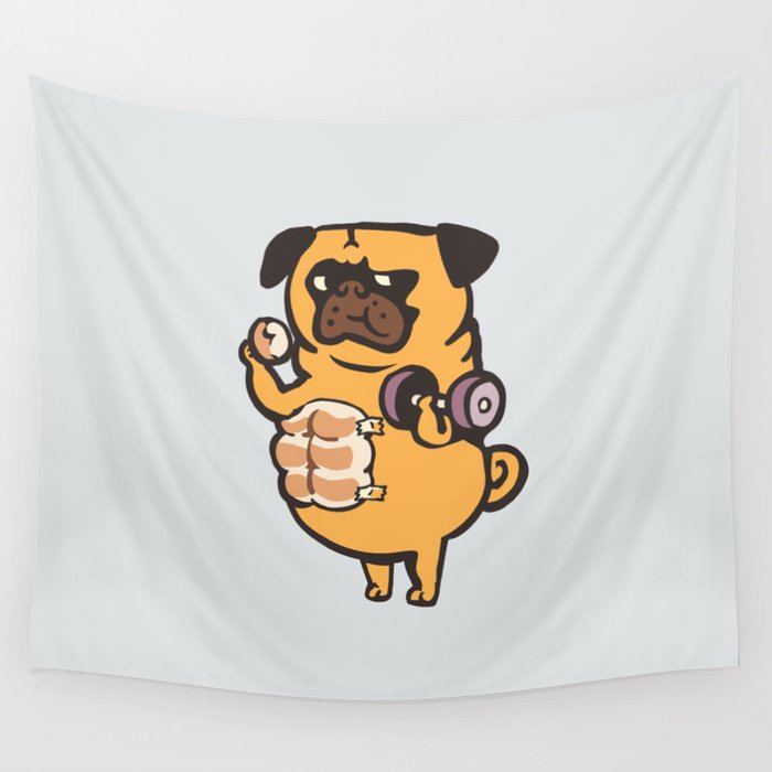 Bread Roll Pug Abs Wall Tapestry