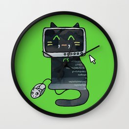 Programmer cat  makes a website Wall Clock