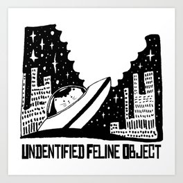 UFO Art Print | Digital, Space, Aliens, Invaders, Cool, Drawing, Top, Neko, Funny, Best 