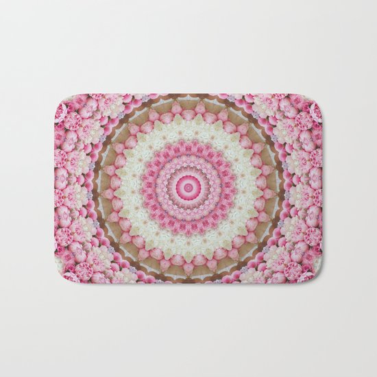 Pink Floral Mandala Bath Mat