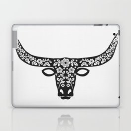 Floral Longhorn – Black Silhouette Laptop Skin