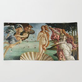 The Birth of Venus by Sandro Botticelli, 1445 Beach Towel