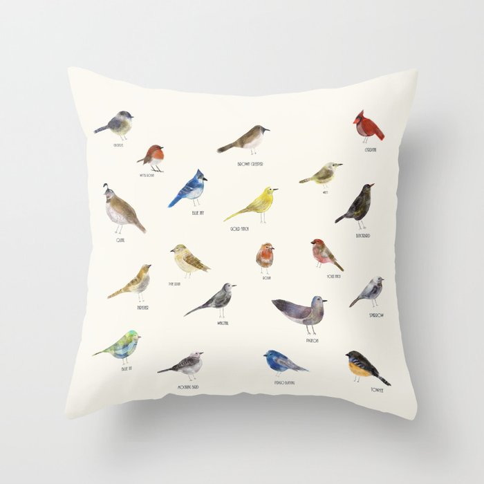 little nature birds Throw Pillow