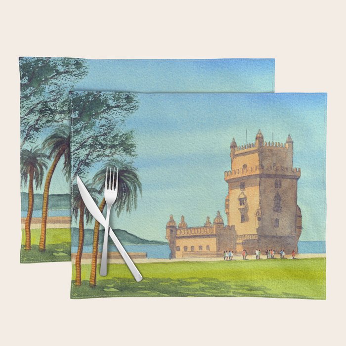 Tower Of Belem Lisbon Portugal Placemat by Bill Holkham Society6