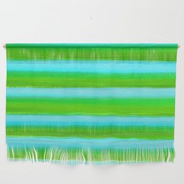 Paint Brush Stripes, Bright Blue and Green Wall Hanging