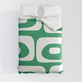 Mid-Century Modern Piquet Minimalist Abstract in Kelly Green and White Comforter