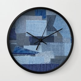 Boroboro Blue Jean Japanese Boro Inspired Patchwork Shibori Wall Clock | Collage, Boroinspired, Bluejean, Printpattern, Indigodyes, Classicblue, Japanese, Aizome, Wabisabi, Edoperiod 