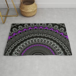 Black White and Purple Mandala Area & Throw Rug