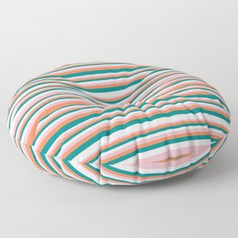 [ Thumbnail: Teal, Mint Cream, Light Pink, and Coral Colored Lines/Stripes Pattern Floor Pillow ]