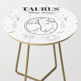 Taurus Star Sign (Black and White) Side Table