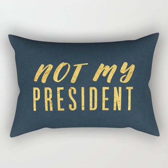 Not My President 1.0 - Gold on Navy #resistance Rectangular Pillow