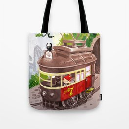 Travel By Trolly Tote Bag