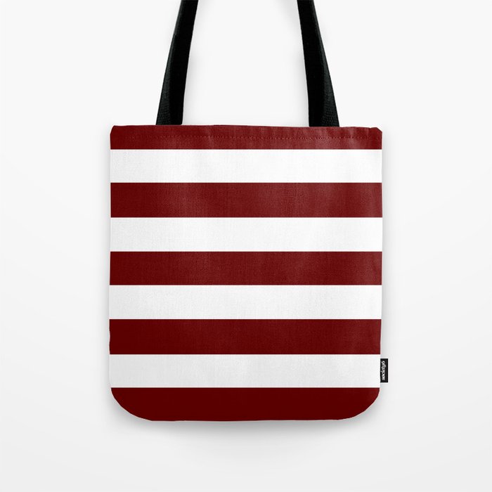 Blood red - solid color - white stripes pattern Tote Bag