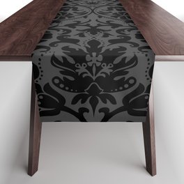 Black Damask Pattern Design Table Runner