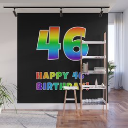 [ Thumbnail: HAPPY 46TH BIRTHDAY - Multicolored Rainbow Spectrum Gradient Wall Mural ]