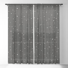 Black and white with pale pink abstract polka dots pattern Sheer Curtain