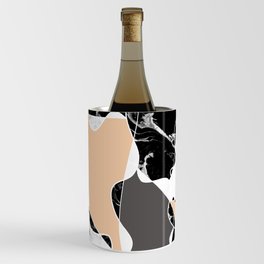 Modern black white marble gray peach color block Wine Chiller