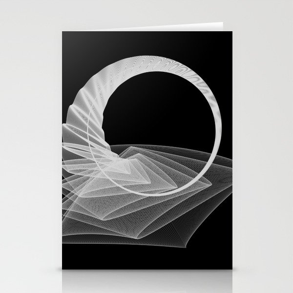 Black White Minimal Geometry Graphic Harmonic Abstract Line Stationery Cards