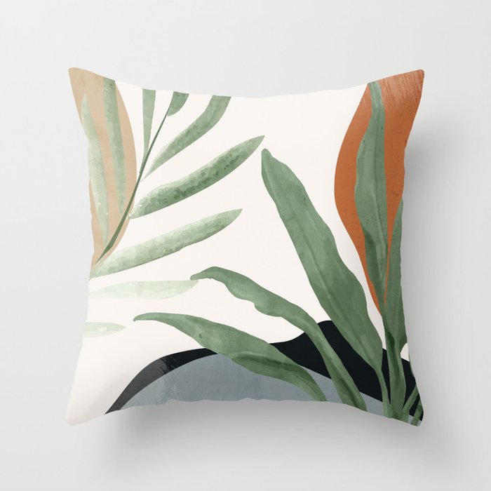 Abstract Art Tropical Leaves 10 Throw Pillow