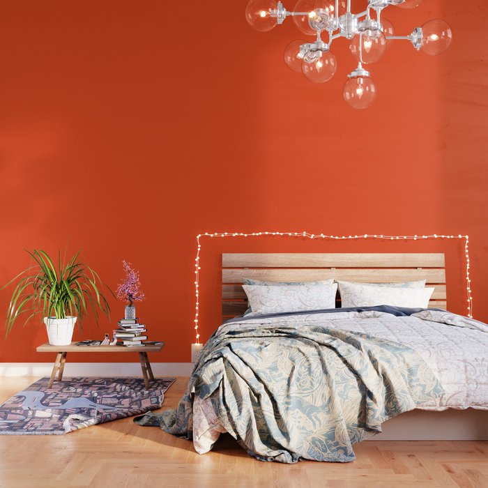 Modern Neon Orange Trendy Solid Color Wallpaper