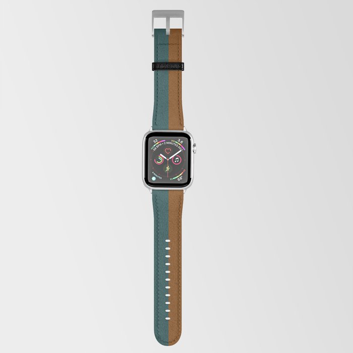 Burnt teal beige dusty retro 60S stripes Apple Watch Band