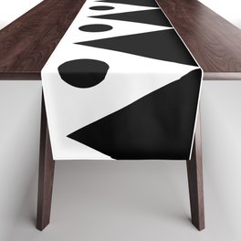 Dots & Triangles - Black & White Abstract Repeat Vector Pattern Table Runner