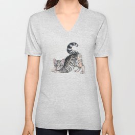 Yoga Kitten V Neck T Shirt