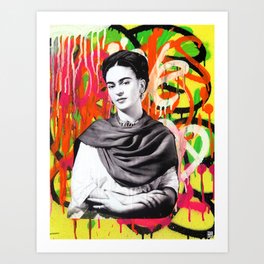 Pop Graffiti Street Art Frida Kahlo Art Print