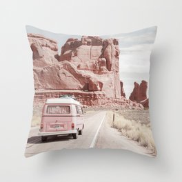 Pastel Pink Van Grand National Park Throw Pillow